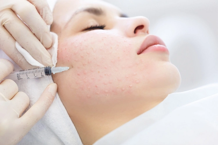 نمونه تصویر مزوتراپی اجرا روی صورت