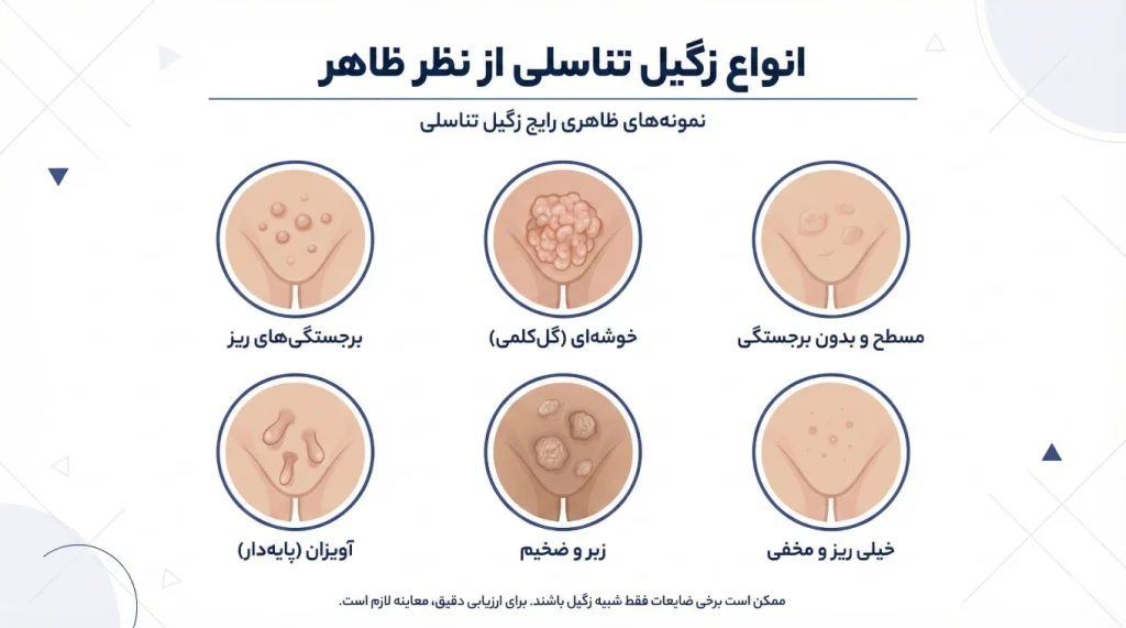 انواع زگیل تناسلی از نظر ظاهر