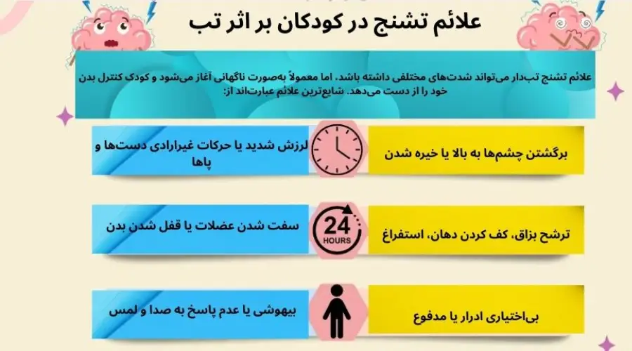 علائم تشنج تب در کودکان